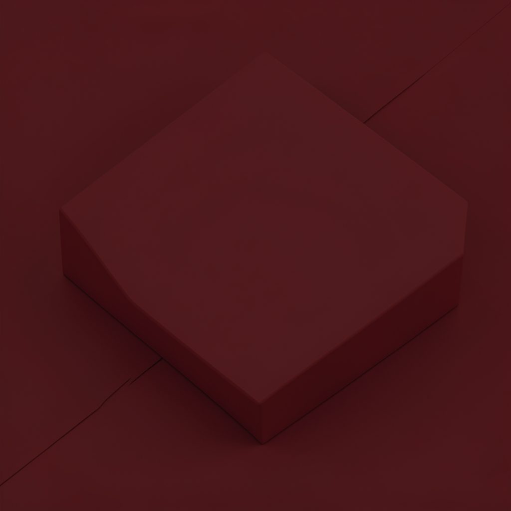 Isometric miniature cinema reel and film strip in deep burgundy and gold tones, glowing warmly against a dark background