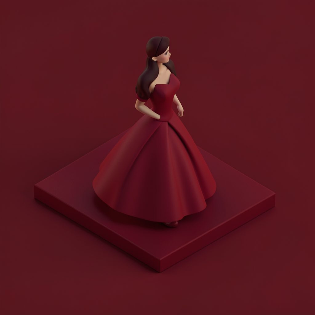 isometric render of a tiara resting on a velvet cushion in warm tones