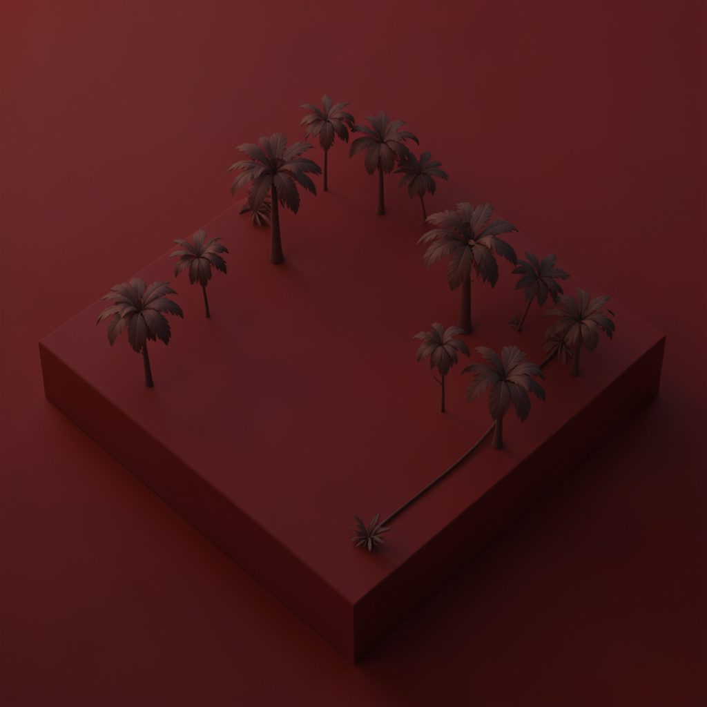 isometric render of a lush green rainforest canopy
