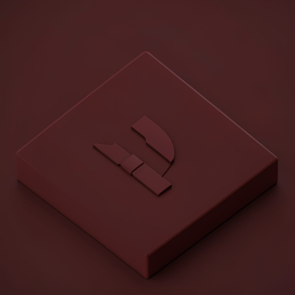 Isometric 3D scene with hot pinks and deep blacks, stylized and aggressive.